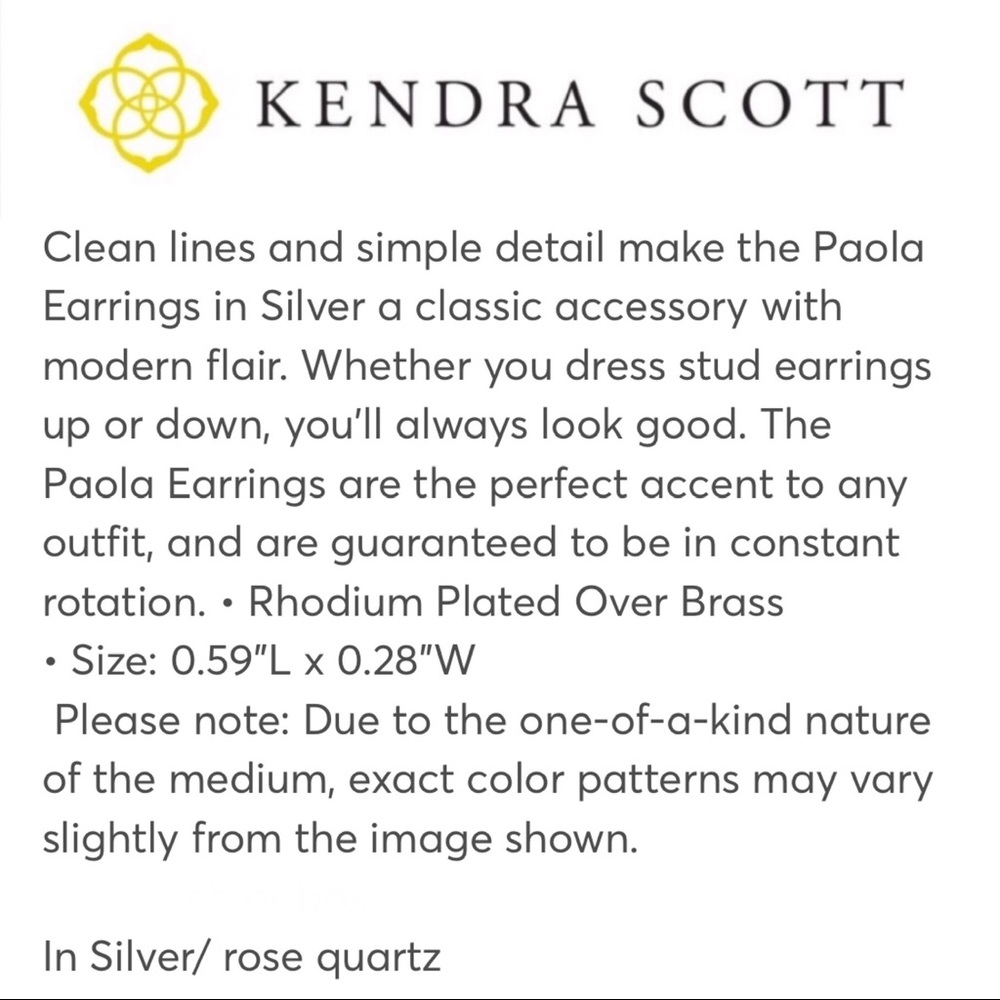🆕 PAOLA Rectangular Statement Stud SLV/RSQ - Picture 2 of 5